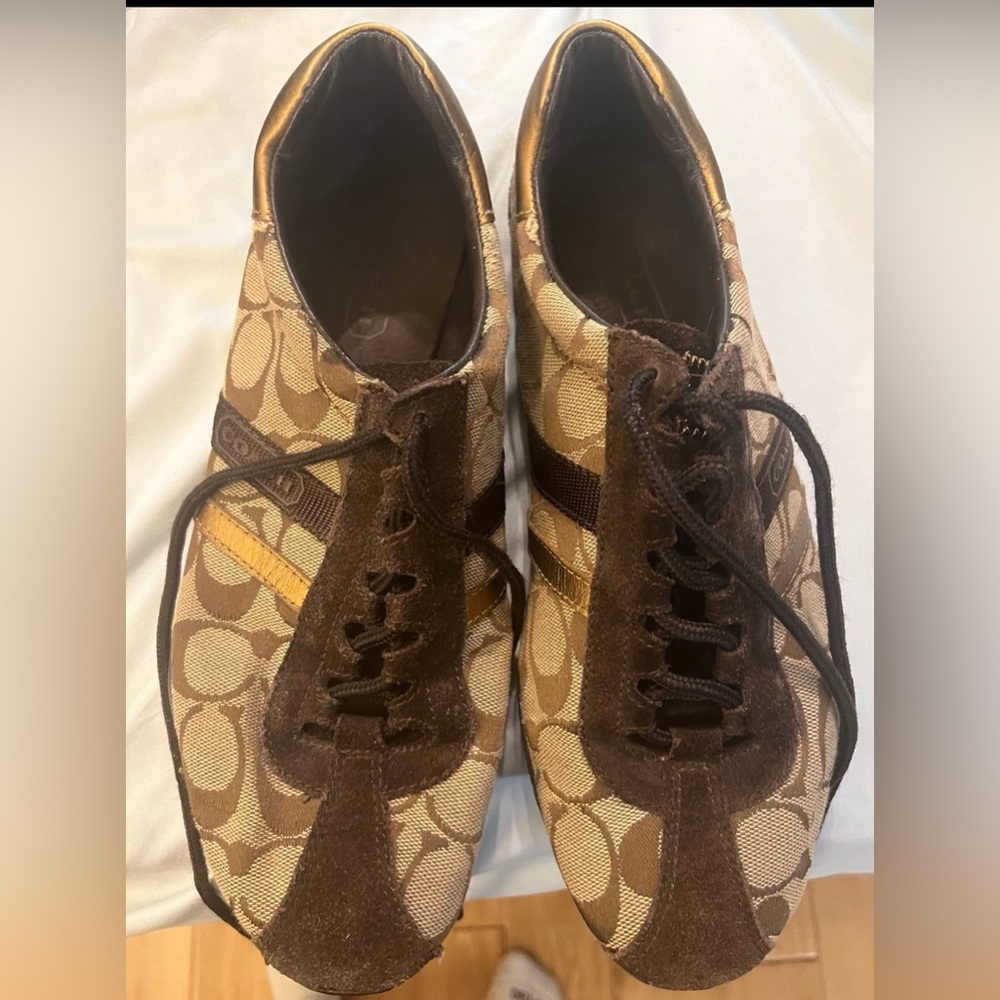 Coach sneakers. Good condition. Brown/gold. Size 8.5
